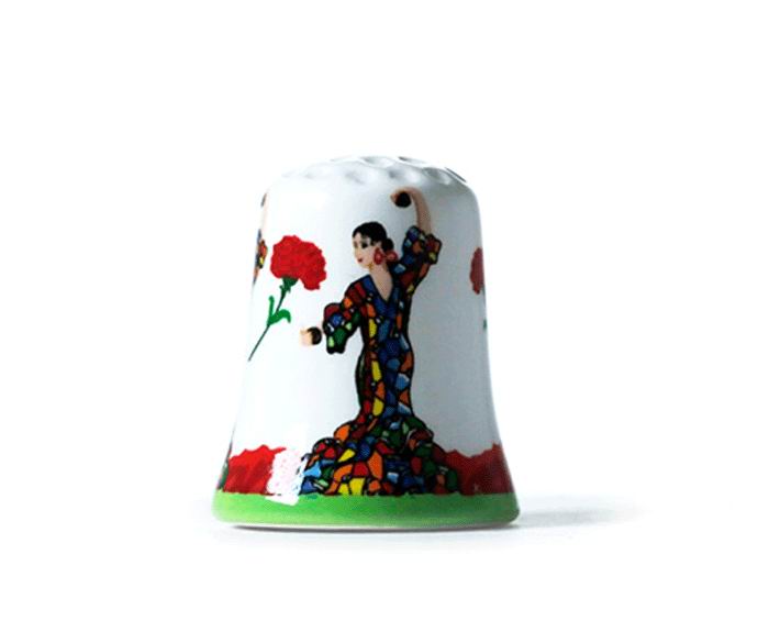 Dé à Coudre en Céramique de Danseuse Flamenca. Style Gaudí par Olé Mosaic